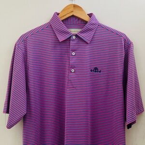 Donald Ross Classic Fit Men's Large Golf Polo Blue/Pink Stripe